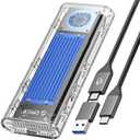 ORICO 40Gbps M.2 NVMe SSD Enclosure with Built-in Cooling Fan, Tool-Free External Hard Drive Enclosure, Support 2230 2242 2260 2280(M Key), Compatible with Thunderbolt 3/4 USB4/3.2/3.1/3.0/2.0-TCM2U4