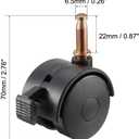 uxcell 1.5 Inch Swivel Caster Wheels Grip Neck Stem Caster Black Furniture Wheel with Brake and Mounting Socket, 4pcs
