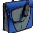 Case-it Mighty Zip Tab School Zipper Binder | 3-Inch O-Rings, 600-Sheet Capacity, 5-Subject Expanding File Folder, Multiple Pockets & Storage Organizer, Shoulder Strap | D-146 Midnight Blue