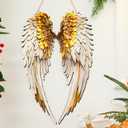 2 x 1 Pcs Christmas Angel Wing Door Sign Wooden Angel Wing Hanging Signs Christmas Winter Decorative in Memory Porch Decor for Wall Plaque for Xmas Home Wall Window Decor