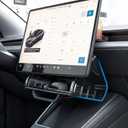 Hidden Under Screen Center Console Storage Organizer Compatible with 20242025 Tesla Model 3 Highland & 20252026 Model Y Juniper, Magnetic Installation, Anti-Slip (Black) (Small)