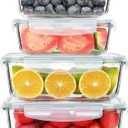 KOMUEE Large Glass Food Storage Containers Set (63oz & 27oz) with Airtight Lids, BPA-Free, 4 Pack Meal Prep Containers for Baking, Serving, Freezer, Microwave and Oven Safe