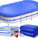 15 x 30 FT Oval Winter Pool Cover 500D Extra Thick Above Ground Pool Cover Above Ground Pool Protection with Winch and Cable Royal Blue