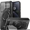 for Samsung Galaxy S25 Case,Galaxy S24 Case with Screen Protector,[Compatible with Magsafe][Adjustable Camera Stand] Military-Grade Shockproof Protective Magnetic Cover-Black