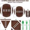 Football Party Decorations Football Party Supplies Tableware Set -24 guests Football Banners,Plate,Cup,Cutlery,Tablecloths for Super Sunday Touchdown Party Decoration