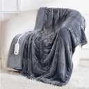 Heated Blanket Throw, Electric Blanket Soft Sherpa Flannel, 8 Hours Auto Shut-off & 8 Fast Heating Levels, Machine Washable ETL Certified, Heating Blanket for Bed & Sofa (50x60 inches, Gray) (Light Grey)