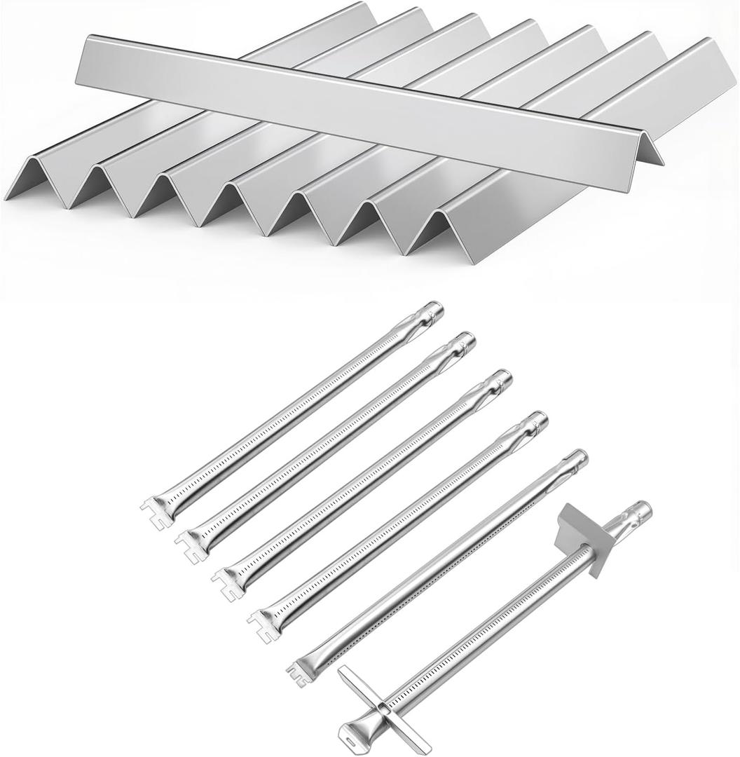 67557 Grill Burner and 67668 Grill Flavorizer Bars for Weber Summit 400 Series, Grill Parts for Summit 460 470 Gas Grills, Stainless Steel 18" Hot Plates and 20-1/2" Pipe Tubes