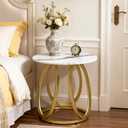 O&K FURNITURE Gold Side Table for Living Room, Round End Table with Metal Frame, Contemporary Nightstand, Bedroom & Home Office, 1PC, 23.62 inches x 23.62 inches x 25 inches