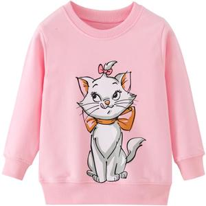 RETSUGO Toddler Baby Girls Sweatshirts Casual Pullover Crewneck Winter Long Sleeve Tops Shirts Clothes 3T-8T (5T, A-cute Cat/Pink)