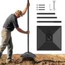 New multi purpose steel tamper with water-filled weighting and rubberized handle, 10x10in-57in, 3-section handle for compacting soil gravel asphalt and driveways, garden and landscaping tools