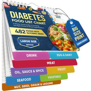 [480+ FOODS] Diabetic Food List With Glycemic Index Information - Magnet Diabetes Food List Chart Booklet With Glycemic Index 2026 Version For Newly Diagnosed, Type 1, Type 2 Diabetes (Large Size)