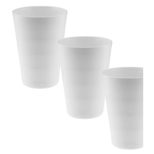 Reusable Plastic Cups 18 oz, Unbreakable Drinkware Dishwasher Safe 3-Pack, White