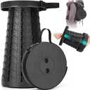 Collapsible Stool, Folding Chair - Upgraded Portable Chair with Load Capacity 400lbs, Portable Stool for Camping Fishing Hiking - Folding Tool with Carrying Straps,Gifts for Fisherman (Black)