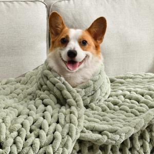 Soft Chunky Knit Blanket, 40X50 Inch Handmade Thick Chenille Yarn Throw Without Shedding & Raveling, Aesthetic & Cozy Home Decor with Couch Sofa Bed, Gift Pack, Sage Green