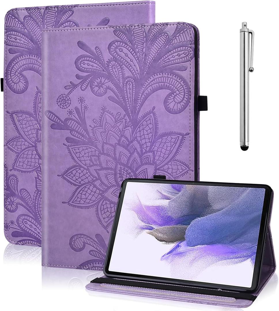 Case for iPad (A16) 11th Generation 11 Inch (2025), iPad 10th Generation 10.9 Inch (2022), Embossed PU Leather Stand case with Auto Wake/Sleep, Pen Holder & Card Slots-Purple