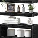 QEEIG Bathroom Floating Shelves for Wall - Shelf Over Toilet Paper Storage Farmhouse 16 inch Set of 3, Black (028-40B3)