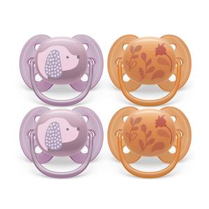 Philips Avent Ultra Soft Pacifier - 4 x Soft and Flexible Baby Pacifiers for Babies Aged 6-18 Months, BPA Free with Sterilizer Carry Case, SCF091/30
