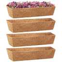 Legigo 4 Pack 30 Inch Square Coco Liners Planter Baskets Liner- Natural Coconut Coir Fiber Liner Replacement, Window Box Liners Trough Coconut Liners for Wall Planter Garden Deck Fence Flower Baskets