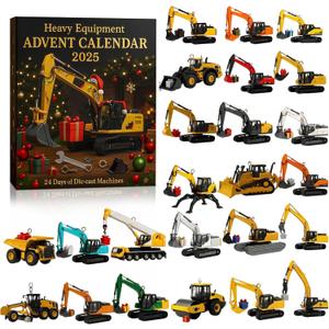 Heavy Equipment Advent Calendar 2025, 24 Days Mini Die-Cast Construction Models, Christmas Countdown with Excavator, Surprise Gift for Collectors & Builders Christmas for Boys Girls