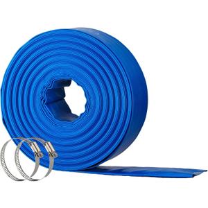 2" x 50FT Pool Backwash Hose, Heavy-Duty Pool Hose, Lay Flat Discharge Hose, Durable Burst Resistant, Pool Filter Pump Water Drainage, Sump Pump Discharge, with 2 Clamps