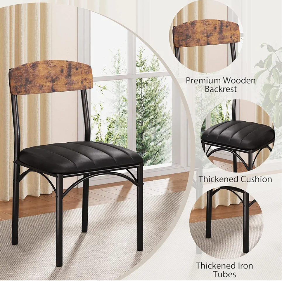 Kitchen Chairs for 4, Set of 4 Chairs, Brown