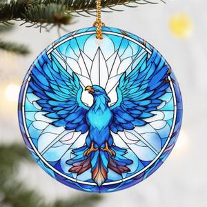 Christmas Ornaments, Dodosky 2.8in Ceramic Phoenix Ornament, Xmas Decor, Christmas Tree Ornaments, Xmas Decorations for Tree, Holiday Ornament, Gifts for Phoenix Lovers, Gifts for Women, Mom, Grandma