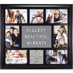 Malden International Designs 8 Opening Letterboard Collage Photo Wall Frame Black