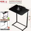 Tv Tray Table,Extra Large Dinner Food Tray Table,Couch & Bed Eating Desk,Heavy Duty Folding Laptop Side Table with 8Height & 90 Tilt Adjustable,C-Shaped End Table with Phone/Tablet Slot Black