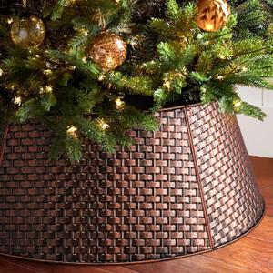Metal Christmas Tree Collar - 28" Christmas Tree Ring Xmas Tree Base Cover Stand, Tree Basket Decorations Gift, Holiday Decor Christmas Decorations Indoor Outdoor(Bronze)