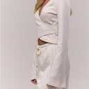 SOLY HUX Women's Wrap V Neck T Shirts Long Sleeve Fall Outfits Slim Fit Crop Tees Country Concert Tops (L)