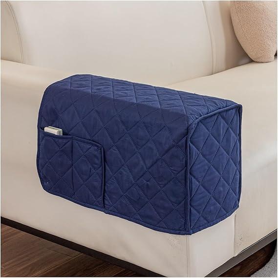 Sofa Armrest Covers 2Pcs/Pack Sofa Armrest Protector Recliner Anti-slip Towel Anti-cat Scratch Cover with Storage Pocket (Color : Black, Size : 45x21x25cm)