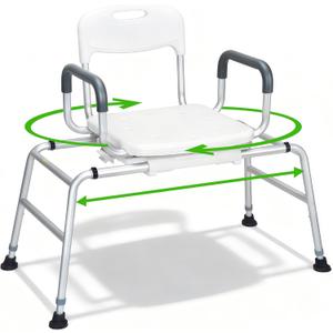 HOMDABO Shower Chair for Elderly and Disabled - Sliding Shower Chair for Inside Shower - Heavy Duty Tub Transfer Bench with 360⁰ Swivel Seat, HDB-788B