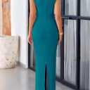 PRETTYGARDEN Women's 2026 Summer Formal Maxi Dresses Sleeveless One Shoulder Bodycon Ruched Mesh Wedding Guest Cocktail Dress (Blue, XL)