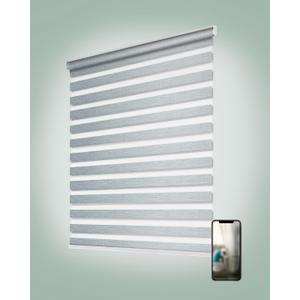 Yoolax Motorized Zebra Blinds, Electric Zebra Shades for Indoor Windows, Motorized Shades Light Control Horizontal, Automatic Window Shades for Bedroom Office Kitchen (80% Shading Grey, 22" x 72")