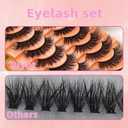 Wispy Lashes 10 Pairs - 3D Volume False Eyelashes Natural Look with Thin Cotton Band, 13mm Soft Flared Cat Eye Lashes, Mink Self Adhesive Fake Eyelashes Strips for Daily Effortless Makeup