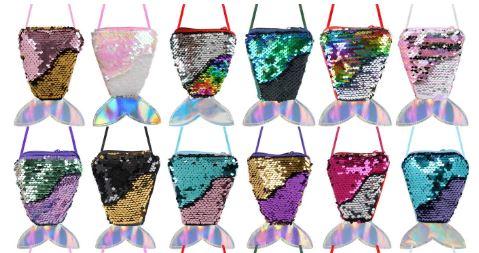 12 Pieces Mermaid Tail Coin Purse Mermaid Tail Sequin Crossbody Coin Wallet Bags for Kids Little Girls Mermaid Birthday Party Favors Goodie Bag Fillers Xmas Gifts