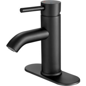 Matte Black Bathroom Sink Faucet 1 Hole, Single Handle Vanity Faucet - RV Bathroom Faucet 3 Hole (Black short 2)