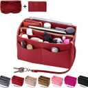 ZTUJO Purse Organizer Insert, Felt Bag Organizer with Metal Zipper, Handbag & Tote Shaper, For Speedy Neverfull Tote, 7 Sizes (Medium, Red)