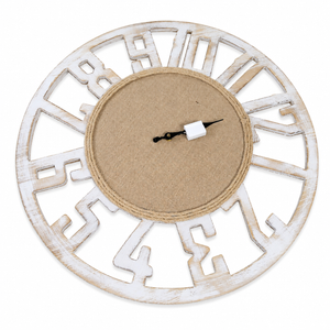 Wall Clock - White, Wood, 23.5 inch  Wooden Silent Wall Clocks Battery Operated Easy Read, Clocks for Wall Decor