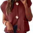 ANRABESS Women Chunky Knit Sweater Vest Button Down Casual Sleeveless Cardigan with Pockets Spring Trendy Outfits 2025 Rust Medium