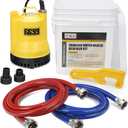 Tankless Water Heater Flushing Kit Includes 1/6HP Submersible Sump Pump with Two Adapters & 3 Gallons Pail with Bucket Lid Opener & Two 1/2 Dia X 6 PVC Hoses with Washers