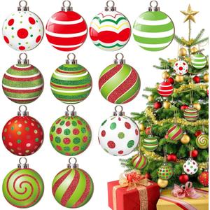 Yulejo 36 Pcs Christmas Peppermint Ornaments Colorful Lollipop Candy Cane Wood Hanging Ornaments with Rope Christmas Lollipop Candy Ball Pendants for Xmas Tree Wreath Party Decorations