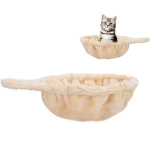Beige Cat Hammock, Extra Large (12.4"), Cozy Hammock with Deep Basket, Attachment Design for Cat Tower