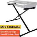Stage Rocker Single-X Style Classic Folding Keyboard & Digital Piano Stand, Adjustable Width & Height, Durable & Sturdy, Easy to Assemble for Travel/Storage, Sleek Black, Powered by Hamilton(SR524000)