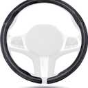 Aimato Car Steering Wheel Cover Carbon Fiber, Ultra-Thin Car Steering Wheel Cover,Comfortable & Breathable Microfiber,Universal Fit for Most Cars, Matte Black