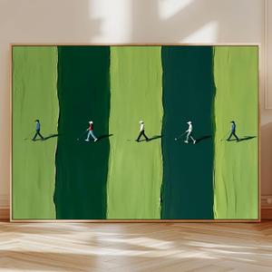 Golfing Poster Golf Landscape Art Green Minimalist Textured Wall Art Modern Aesthetic Pictures Abstract People Artwork Golf Course Painting Sports Posters for Golf Lovers Gifts 24x16in No Frame