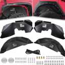 Front & Rear Inner Fender Liners for Jeep Wrangler JK JKU 2007-2018 4WD US Flag Logo Aluminum Lightweight Splash Guards (Black)