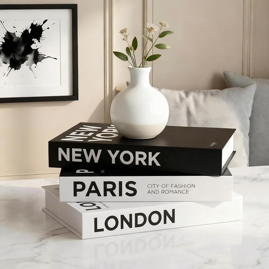 3 Pieces Decorative Books, Faux Books with Hidden Storage, Aesthetic Decor for Bookshelf Coffee Table, Decorative Book Boxes, Hollow Fake Book for Living Room