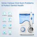 TUREWELL FC162 Water Dental Flosser for Teeth/Braces,10 Pressure Levels, 8 Water Jet Tips for Family, 600ML Electric Water Dental Oral Irrigator for Teeth Clean (White)