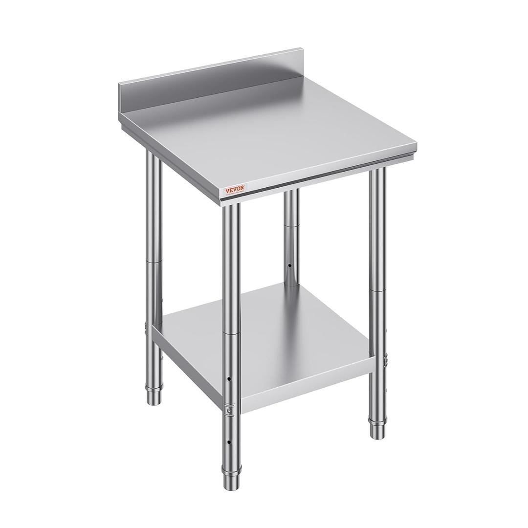 Mophorn Stainless Steel Table Work Table 24 x 24 x 34 Inch Commercial Food Prep Worktable Heavy Duty Prep Worktable Metal Work Table with Adjustable Feet for Restaurant, Home and Hotel (24*24*34In)